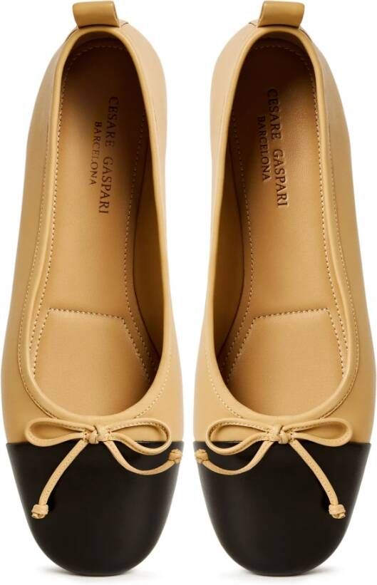 Cesare Gaspari Luxe Leren Ballerina's Beige Dames