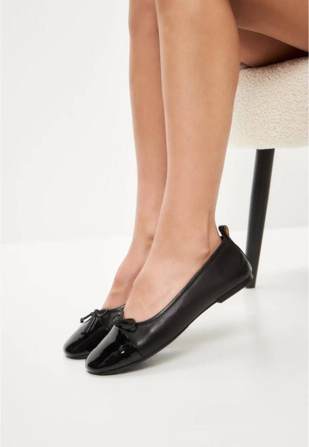 Cesare Gaspari Luxe Leren Ballerina's Zwart Black Dames