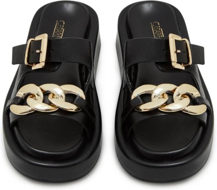 Cesare Gaspari Luxe Leren Ketting Sandalen Black Dames