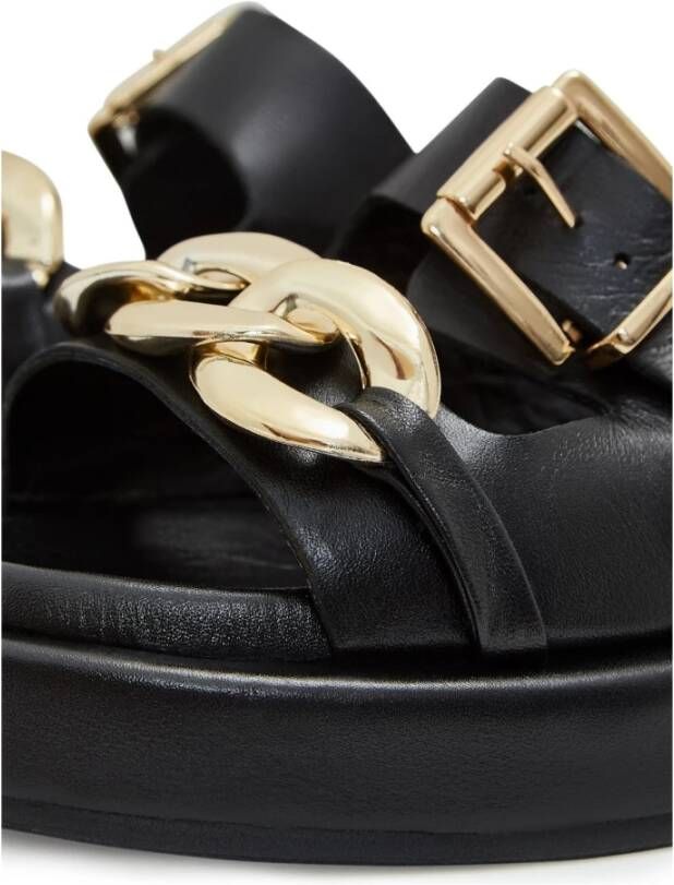 Cesare Gaspari Luxe Leren Ketting Sandalen Black Dames