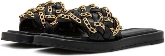 Cesare Gaspari Luxe Leren Ketting Sandalen Black Dames