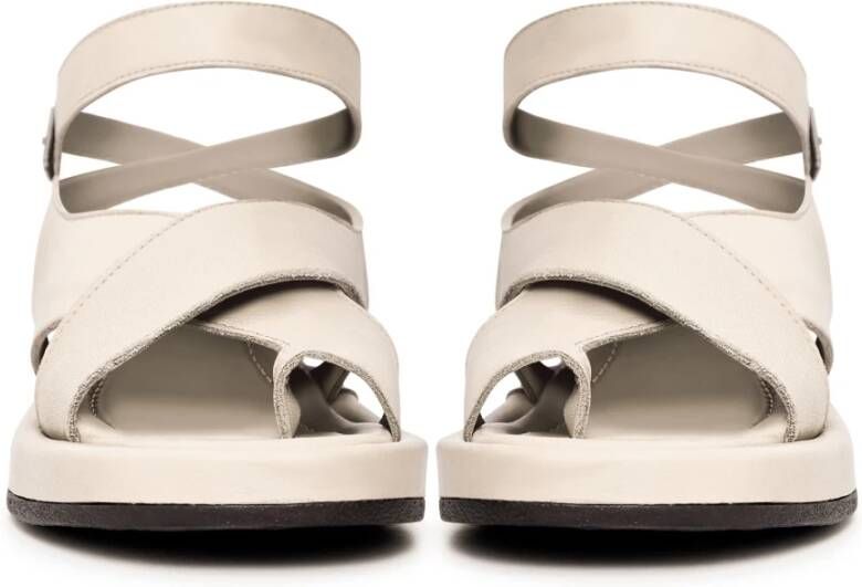 Cesare Gaspari Luxe Leren Plateau Sandalen Beige Dames