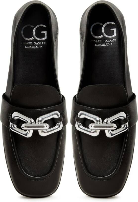 Cesare Gaspari Luxe Platform Loafers Zwart Black Dames