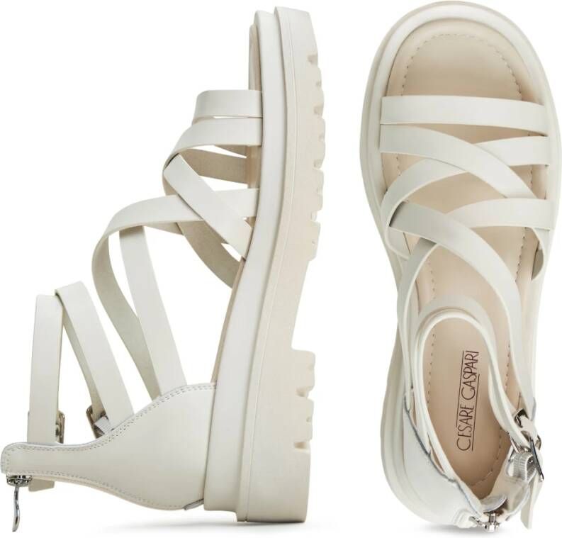 Cesare Gaspari Luxe Platform Sandalen Wit White Dames