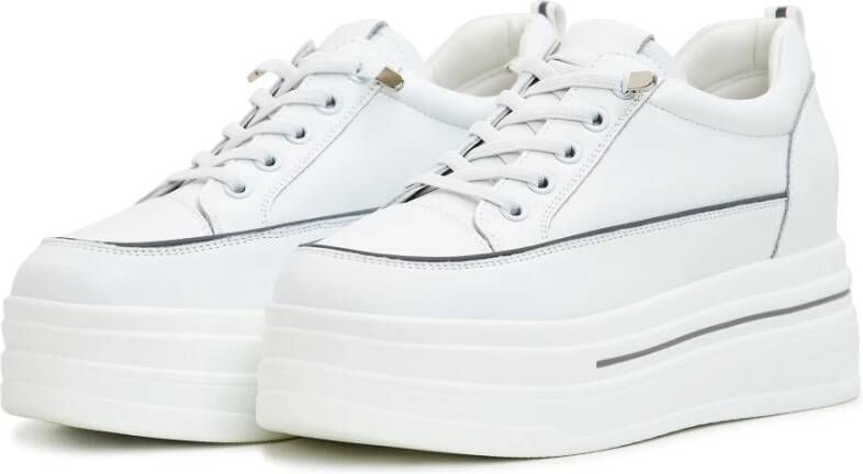 Cesare Gaspari Luxe Platform Sneakers White Dames