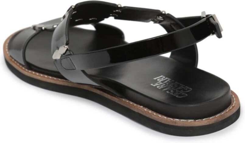 Cesare Gaspari Luxe Platte Zool Sandalen Black Dames