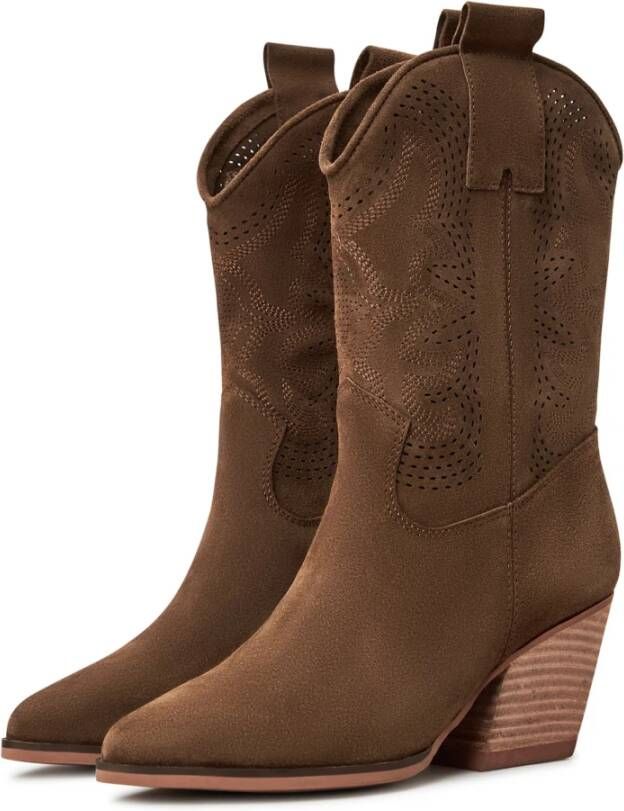 Cesare Gaspari Luxe Suede Cowboy Laarzen Bruin Brown Dames