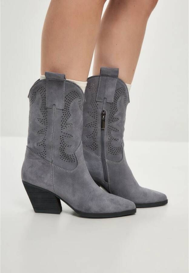 Cesare Gaspari Luxe Suede Cowboy Laarzen Grijs Gray Dames