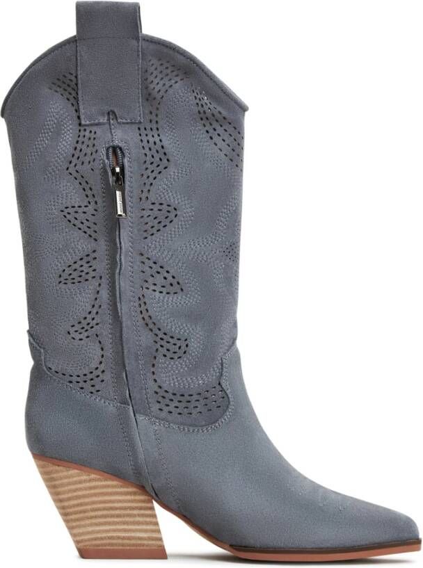 Cesare Gaspari Luxe Suede Cowboy Laarzen Grijs Gray Dames