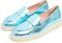 Cesare Gaspari Platte zool loafers Metallic Blauw Blue Dames - Thumbnail 3