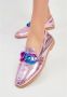 Cesare Gaspari Metallic Pink Leren Loafers Pink Dames - Thumbnail 6