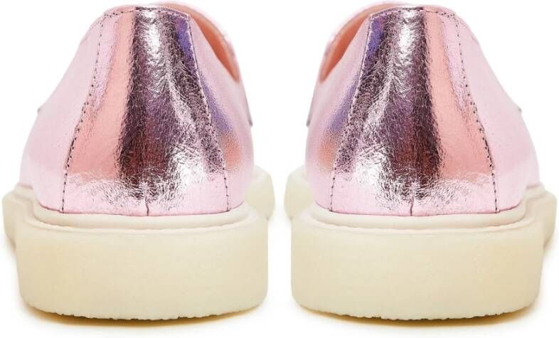 Cesare Gaspari Metallic Pink Loafers met Chunky Sole Pink Dames