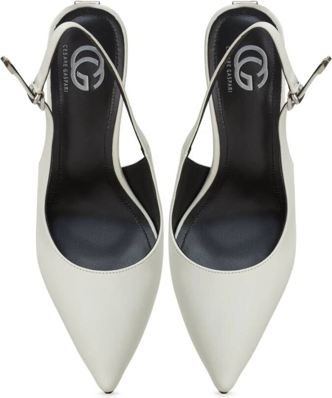 Cesare Gaspari Metallic Stiletto Heel Pumps Wit White Dames