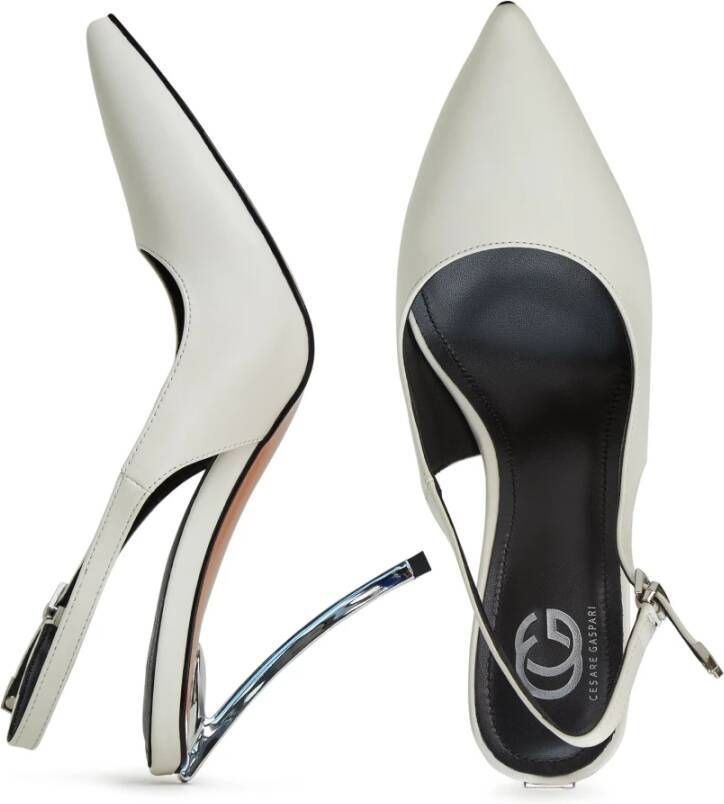 Cesare Gaspari Metallic Stiletto Heel Pumps Wit White Dames