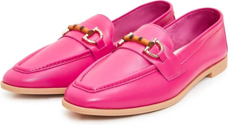 Cesare Gaspari Hoogwaardige leren loafers Fucsia Pink Dames