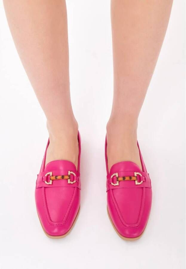 Cesare Gaspari Hoogwaardige leren loafers Fucsia Pink Dames