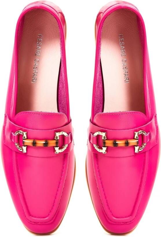 Cesare Gaspari Hoogwaardige leren loafers Fucsia Pink Dames