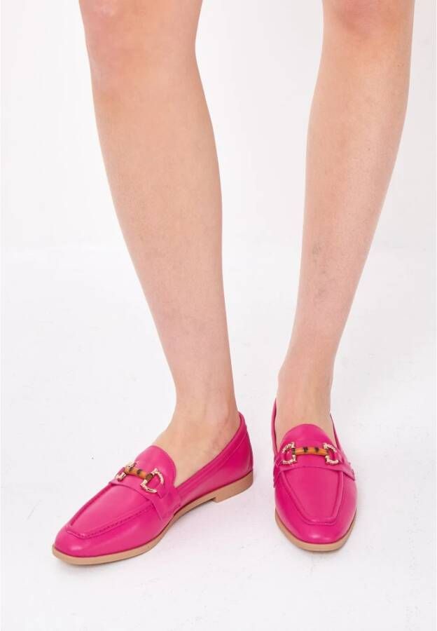 Cesare Gaspari Hoogwaardige leren loafers Fucsia Pink Dames