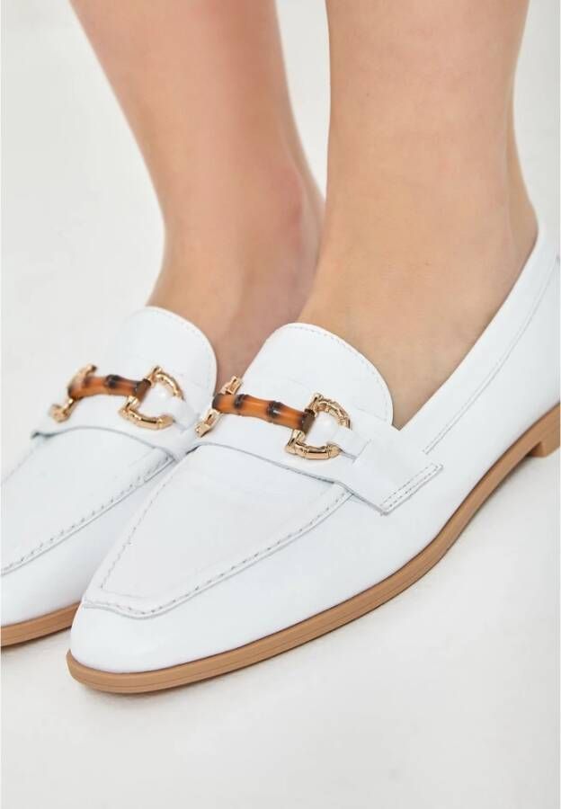 Cesare Gaspari Moderne Leren Loafers Wit White Dames