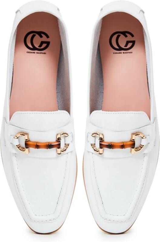 Cesare Gaspari Moderne Leren Loafers Wit White Dames