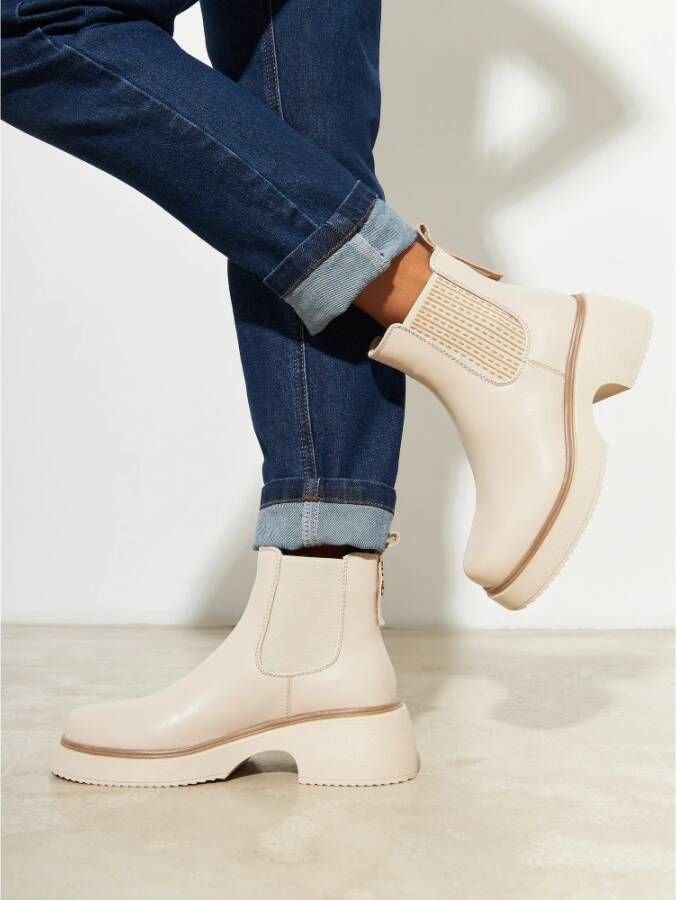 Cesare Gaspari Platform Enkellaarzen Beige Dames