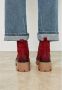 Cesare Gaspari Casual Platform Enkellaarzen Rood Red Dames - Thumbnail 12