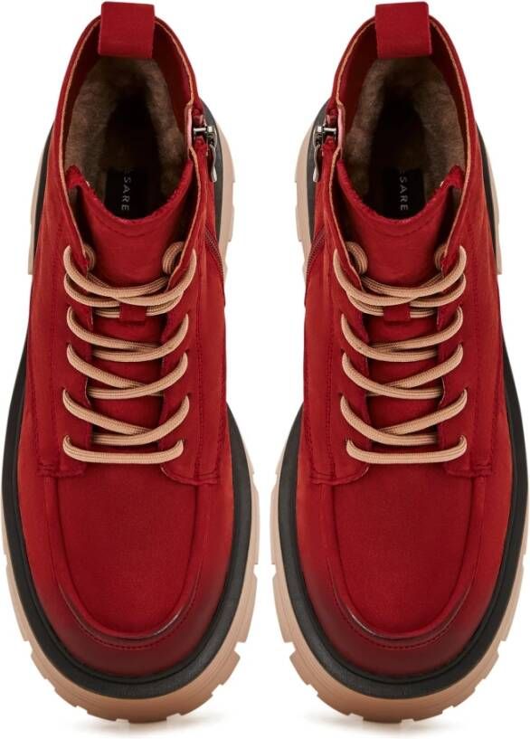 Cesare Gaspari Casual Platform Enkellaarzen Rood Red Dames