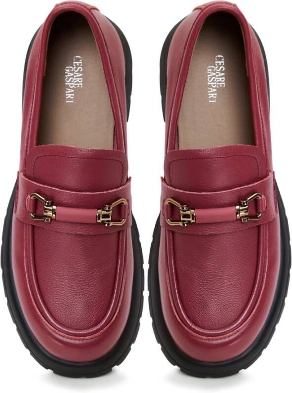 Cesare Gaspari Platform Loafers Bordeaux Red Dames