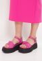 Cesare Gaspari Leren Plateau Sandalen Fuchsia Pink Dames - Thumbnail 6