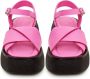 Cesare Gaspari Leren Plateau Sandalen Fuchsia Pink Dames - Thumbnail 7