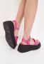 Cesare Gaspari Leren Plateau Sandalen Fuchsia Pink Dames - Thumbnail 8