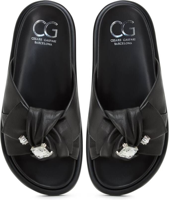 Cesare Gaspari Platform Slippers Fernanda Zwart Black Dames