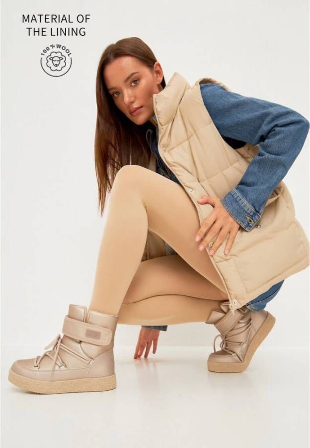 Cesare Gaspari Platform Winterlaarzen Beige Dames