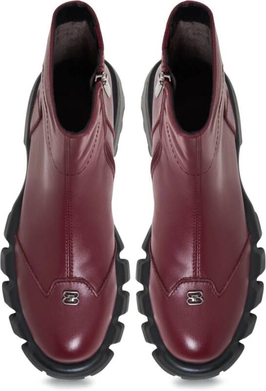 Cesare Gaspari Leren platte enkellaarsjes Bordeaux Red Dames