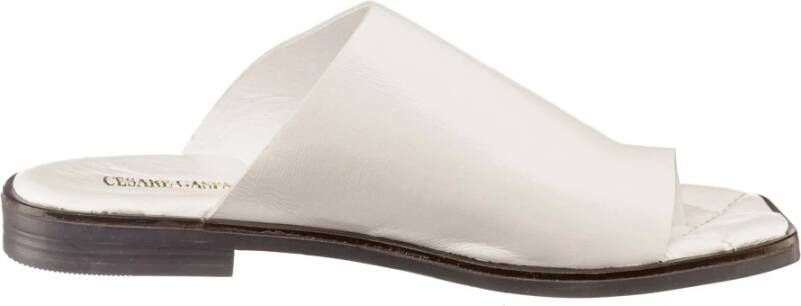 Cesare Gaspari Platte zool slide sandalen White Dames