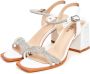 Cesare Gaspari Rhinestone Block Heel Sandalen Wit White Dames - Thumbnail 2