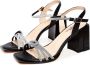 Cesare Gaspari Rhinestone Block Heel Sandals Black Dames - Thumbnail 2