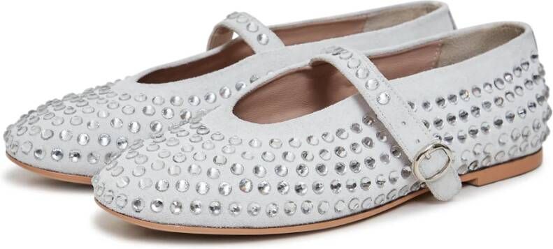 Cesare Gaspari Rhinestones Leren Ballerina's Zilver Gray Dames