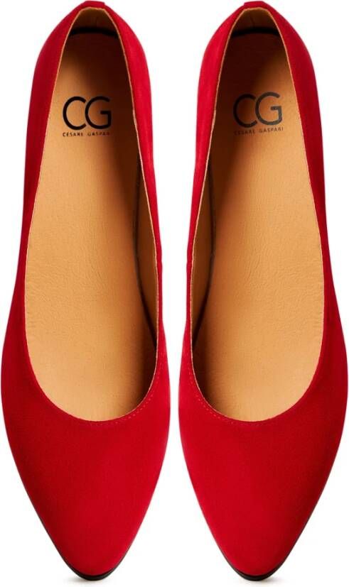 Cesare Gaspari Rode Block Heel Ballerinas Ingrid Red Dames