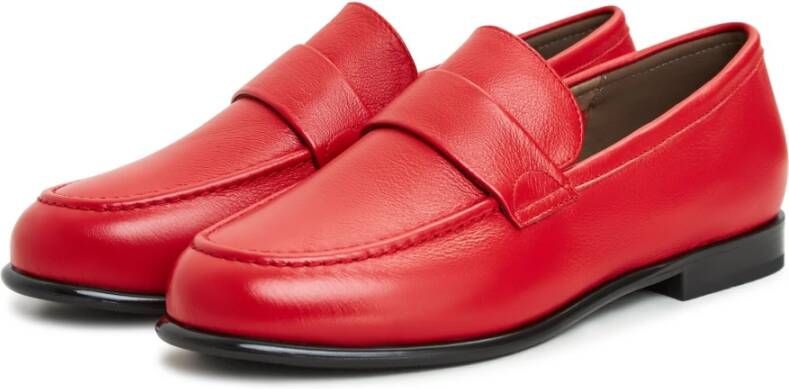 Cesare Gaspari Rode leren blokhak loafers Red Dames