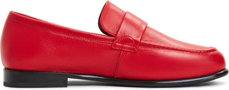 Cesare Gaspari Rode leren blokhak loafers Red Dames