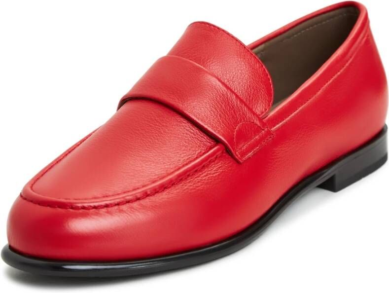 Cesare Gaspari Rode leren blokhak loafers Red Dames