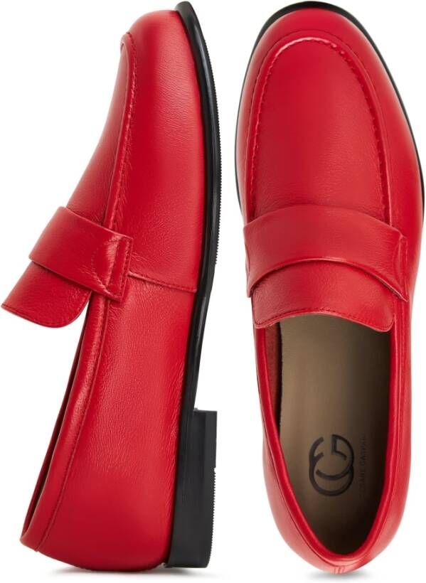 Cesare Gaspari Rode leren blokhak loafers Red Dames