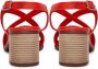 Cesare Gaspari Rode Leren Blokhak Sandalen Red Dames - Thumbnail 7