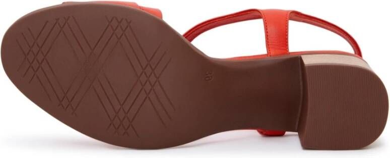 Cesare Gaspari Rode Leren Blokhak Sandalen Red Dames