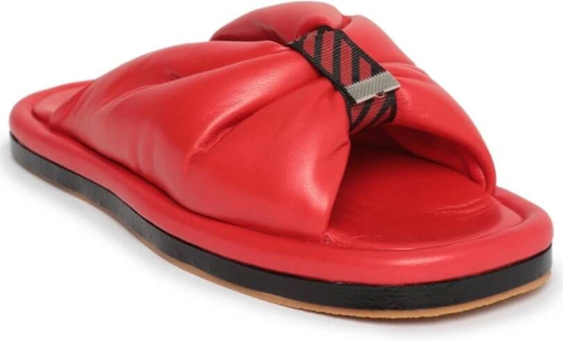 Cesare Gaspari Rode Platte Zool Open Teen Sandalen Red Dames