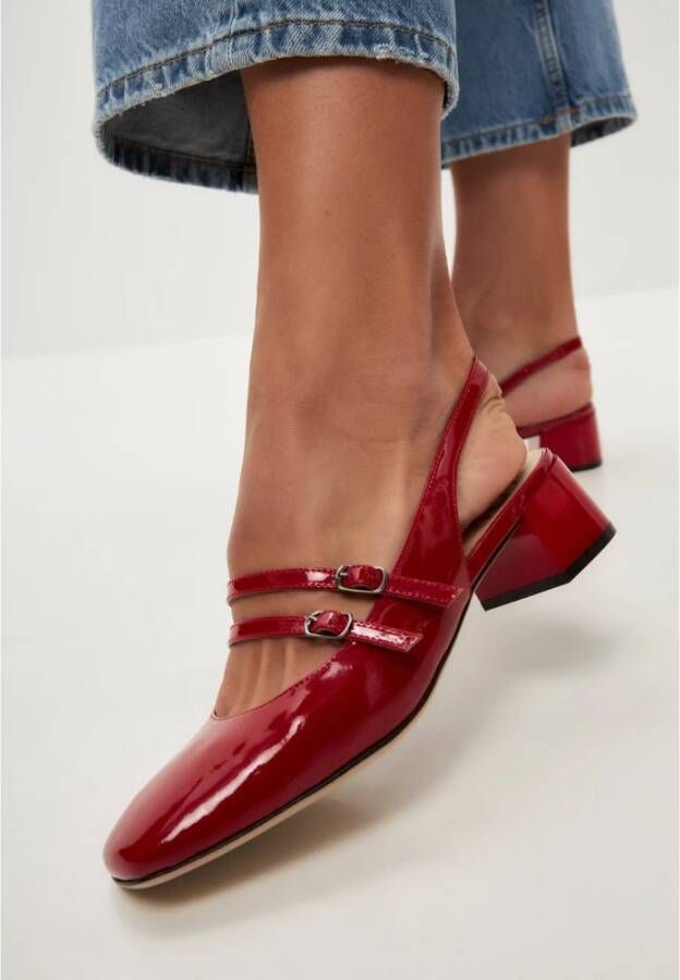 Cesare Gaspari Rode Slingback Blokhak Pumps Red Dames