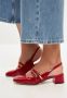 Cesare Gaspari Rode Slingback Blokhak Pumps Red Dames - Thumbnail 6