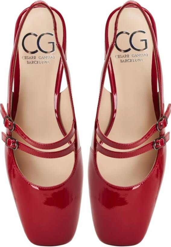 Cesare Gaspari Rode Slingback Blokhak Pumps Red Dames