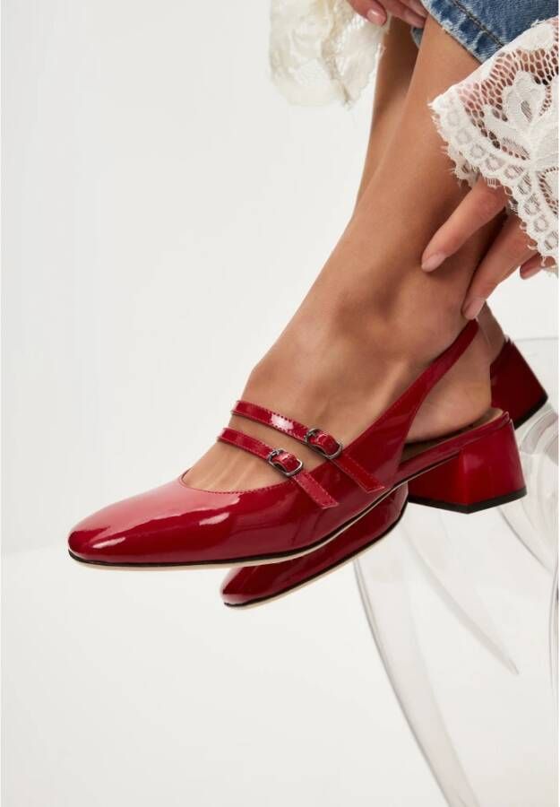 Cesare Gaspari Rode Slingback Blokhak Pumps Red Dames